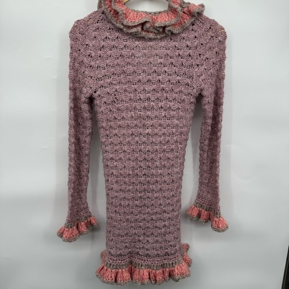 Faconnable Women’s XS Y2K Wool Blend Knit Whimsy Ruffle Open Fairycore Cardigan - Picture 2 of 9